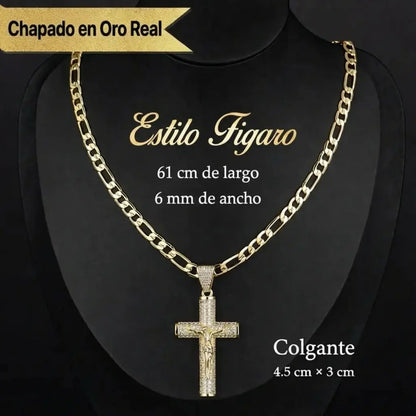 CELION™ Cadena Cubana + Crucifijo Eterno 14K