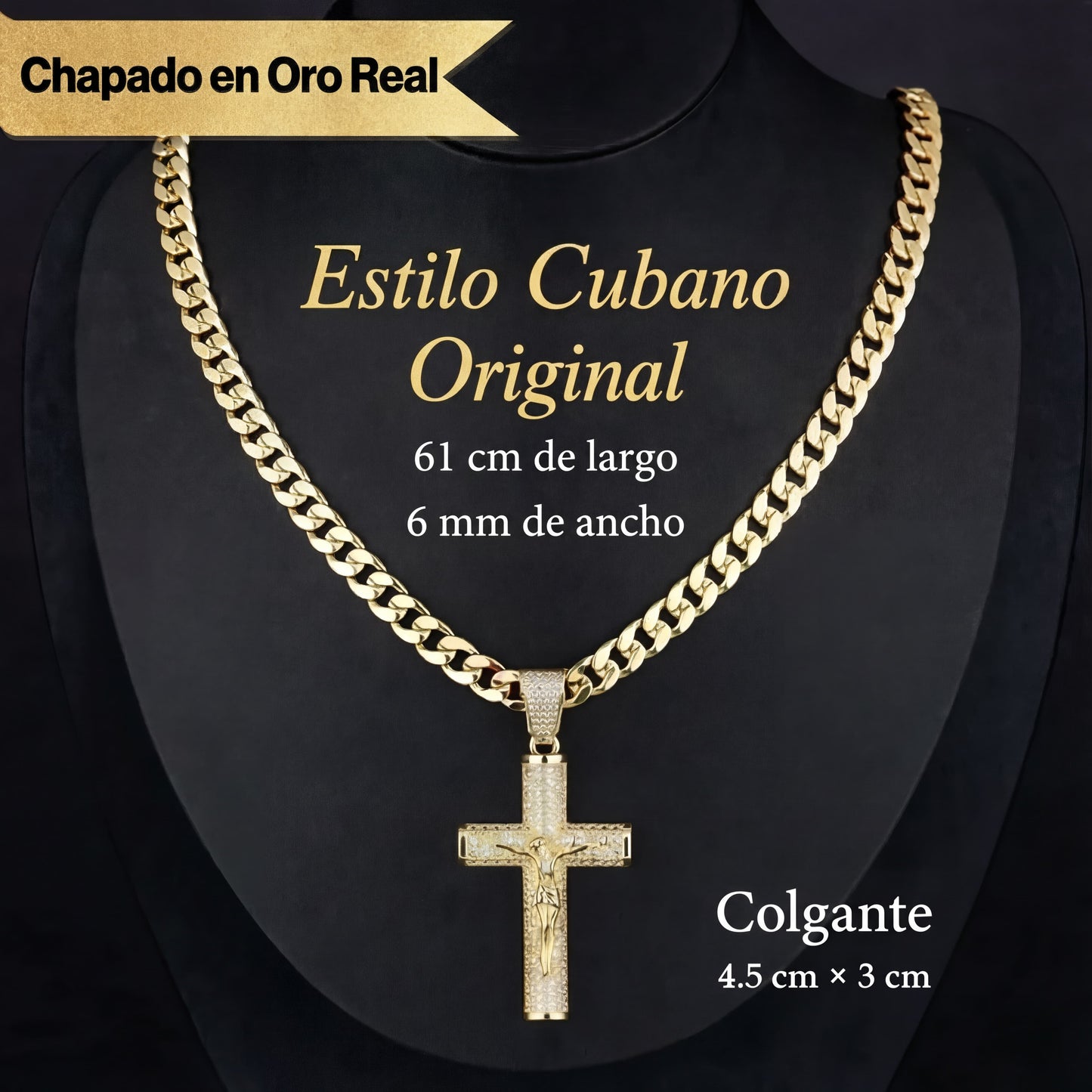 CELION™ Cadena Cubana + Crucifijo Eterno 14K