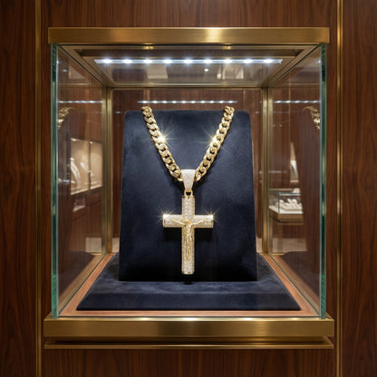 CELION™ Cadena Cubana + Crucifijo Eterno 14K