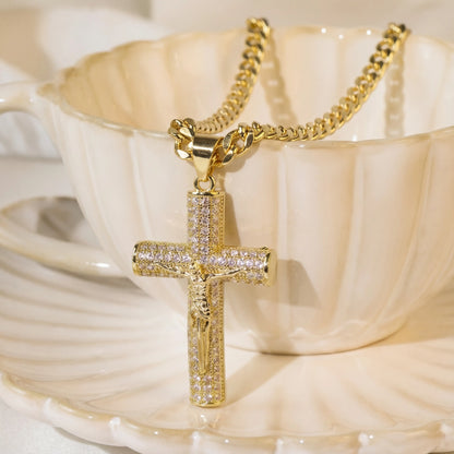 CELION™ Cadena Cubana + Crucifijo Eterno 14K