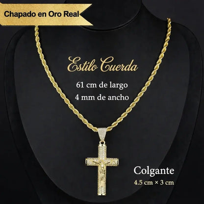 CELION™ Cadena Cubana + Crucifijo Eterno 14K